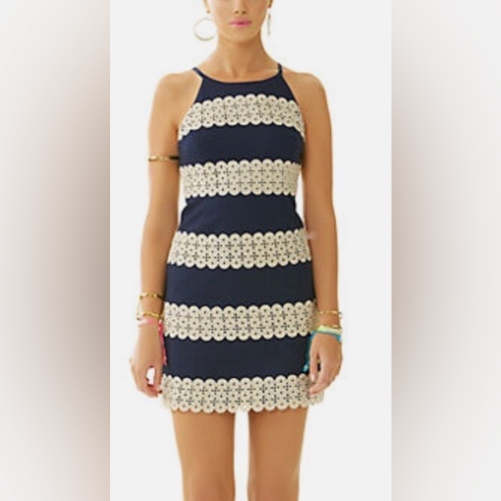 Lilly Pulitzer Annabelle Shift Dress Navy Gold
